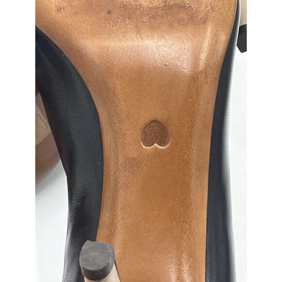 Moschino Cheap & Chic Color Block Black Tan Leather Peep Toe Pumps Sz 40/9.5 - Picture 4 of 16